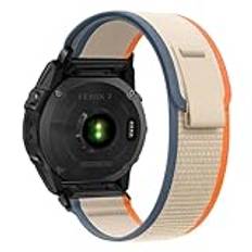 SumRioo QuickFit 22 mm armband för Garmin Fenix 7/6/5/Fenix 7 Pro Solar/Fenix 6 Pro Solar/Epix 2/Instinct 2/Instinct 2 solar, klockarmband i nylon för Garmin Forerunner 965/955/945, orange/beige, 22mm