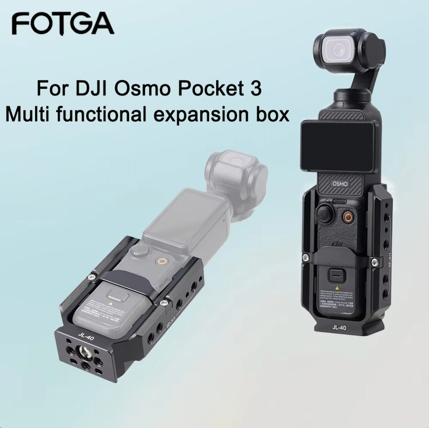FOTGA Cage for Osmo Pocket 3/4/4P, Aluminum Protective Cage with Metal Mount Adapter, Extension Accessories for DJI Osmo Pocket