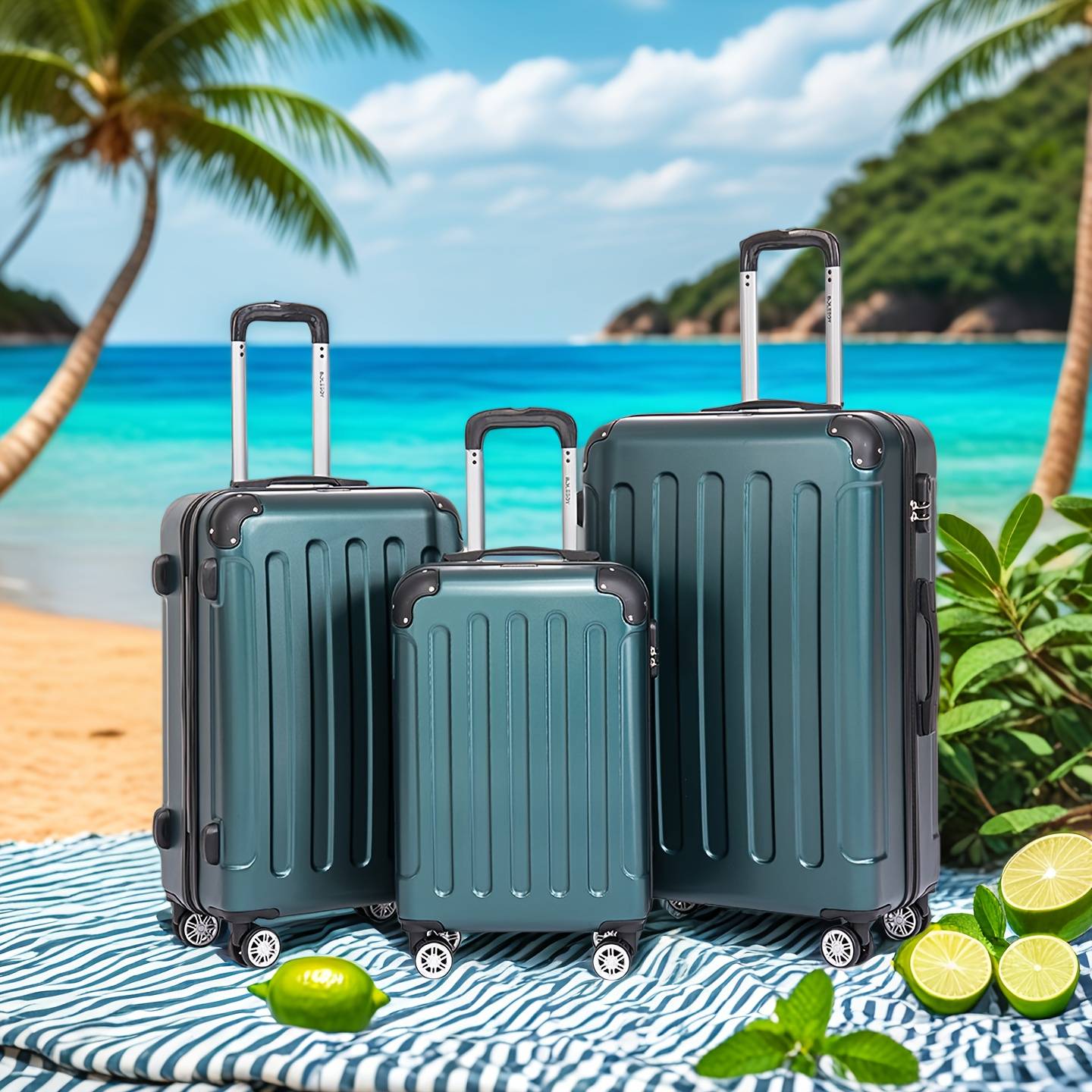 Abs Luggage Set, 20+24+28 Inch Corner-reinforced Travel Suitcase Set, 360° Spinner Dual-wheel Trolley Case With Combination Lock, 3pcs Carry-on Luggage Set, 20-inch Airline-approved Cabin Bag