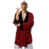 NUWIND Herr röd sammet rock jacka rökning kapten hatt och leksak rörbälte badrock halloween kostym tillbehör för vuxna (röd, en storlek)