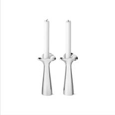 Georg Jensen Bloom Botanica lysetager i stål, 2 pak, 20 cm
