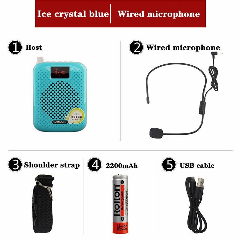 Rolton k500 bärbar bluetooth högtalare mikrofon röstförstärkare booster megafon högtalare för försäljning undervisning guide - Blå