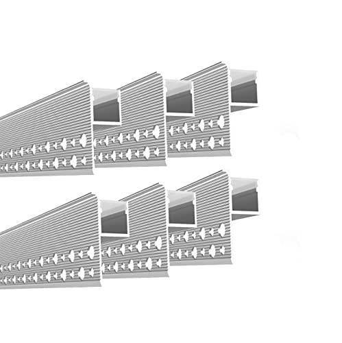 Besseto 6 x LED-gipsprofiler 1 meter/3,3 fot LED-remsa för gips i aluminium, infälld aluminium LED-profil utan kant för väggar och tak