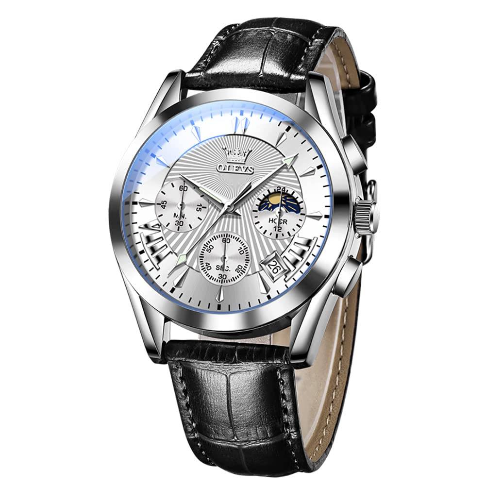OLEVS Men's Business Wristwatch, Waterproof, Stylish, Stainless Steel Band, Quartz Movement, Analog, Casual, Father's Day Gift