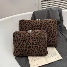 Multi-Size Laptop Bag Brown Leopard Print Laptop Sleeve Protective Case Compatible With MacBook 13 13.3 14 15 16 Inch Air Pro, M3/M2/M1 Max Laptop, PC - Coffee - Large,Small