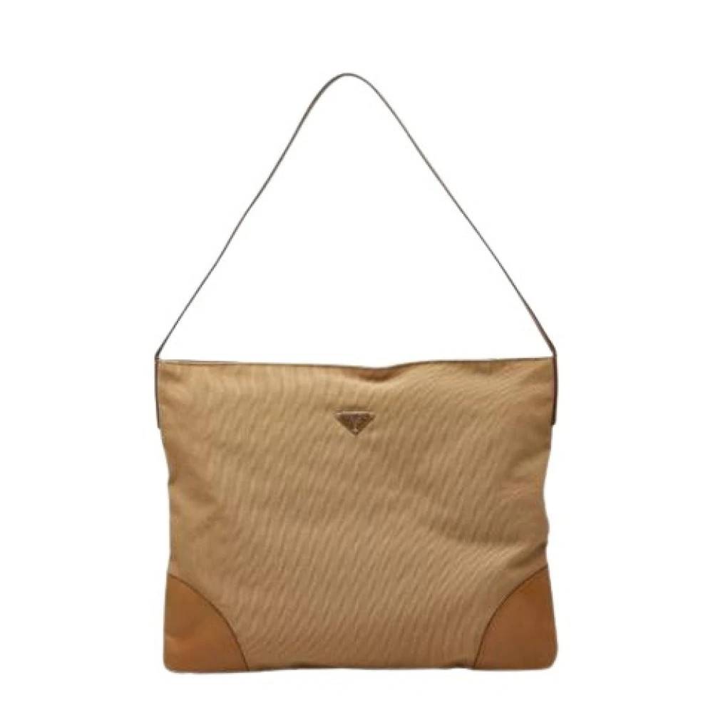 Prada Vintage Pre-owned Skuldertaske - Vintage - Dame - Beige - ONE SIZE - Uld