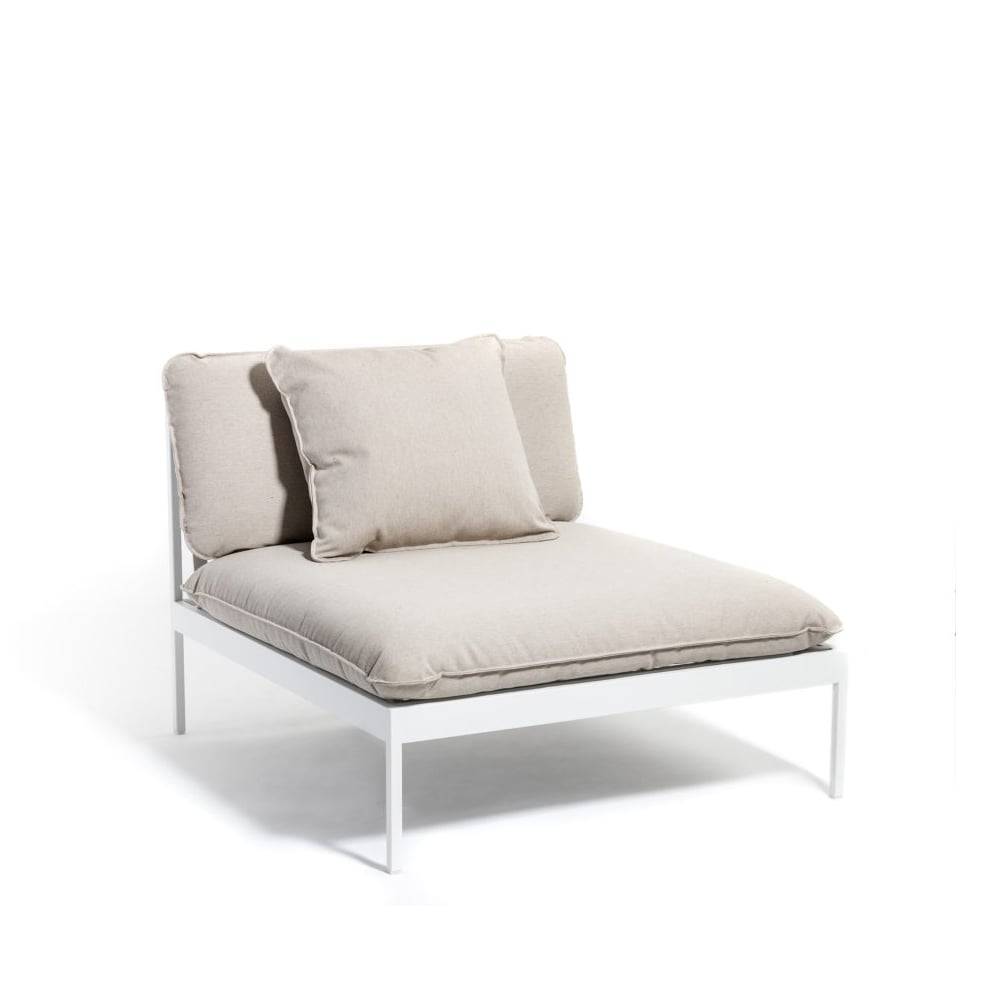 Skargaarden Bönan modulsoffa Sunbrella Ashe light grey, 1-sits, ljusgrå aluminium ram