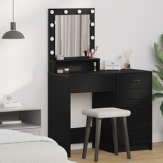 vidaXL Sminkbord med hylla Svart ek 50 x 41 x 135 cm Konstruerat trä