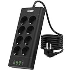 Grenuttag 8-vägs med överspänningsskydd Strömlist USB C, 4000W Strömlist 8-vägs Grenuttag 4 USB, Flera Uttag Kraftremsor med Strömbrytare, Uttagslist Väggmontering USB-laddare bordsuttag Vägguttag 2M
