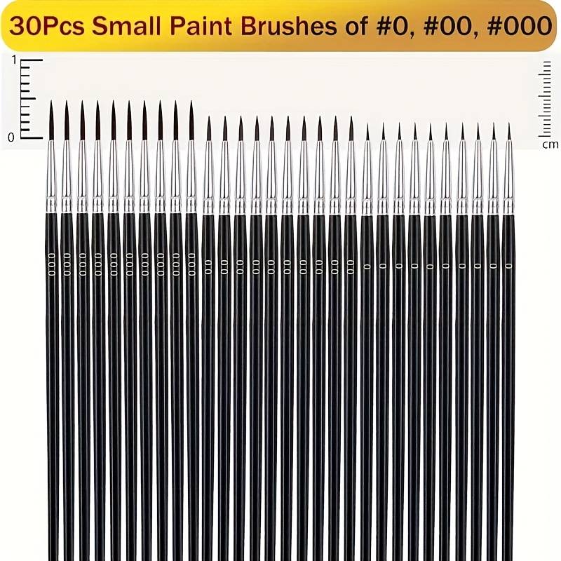 TEMU 30pcs Fine Detail Paint Brush Set With #0, #00, #000 Small Miniature Brushes - Nylon Bristles Suitable For Watercolor, Oil Painting, Model Building, Miniatures, Crafts - & Hobbyist Brush Kit