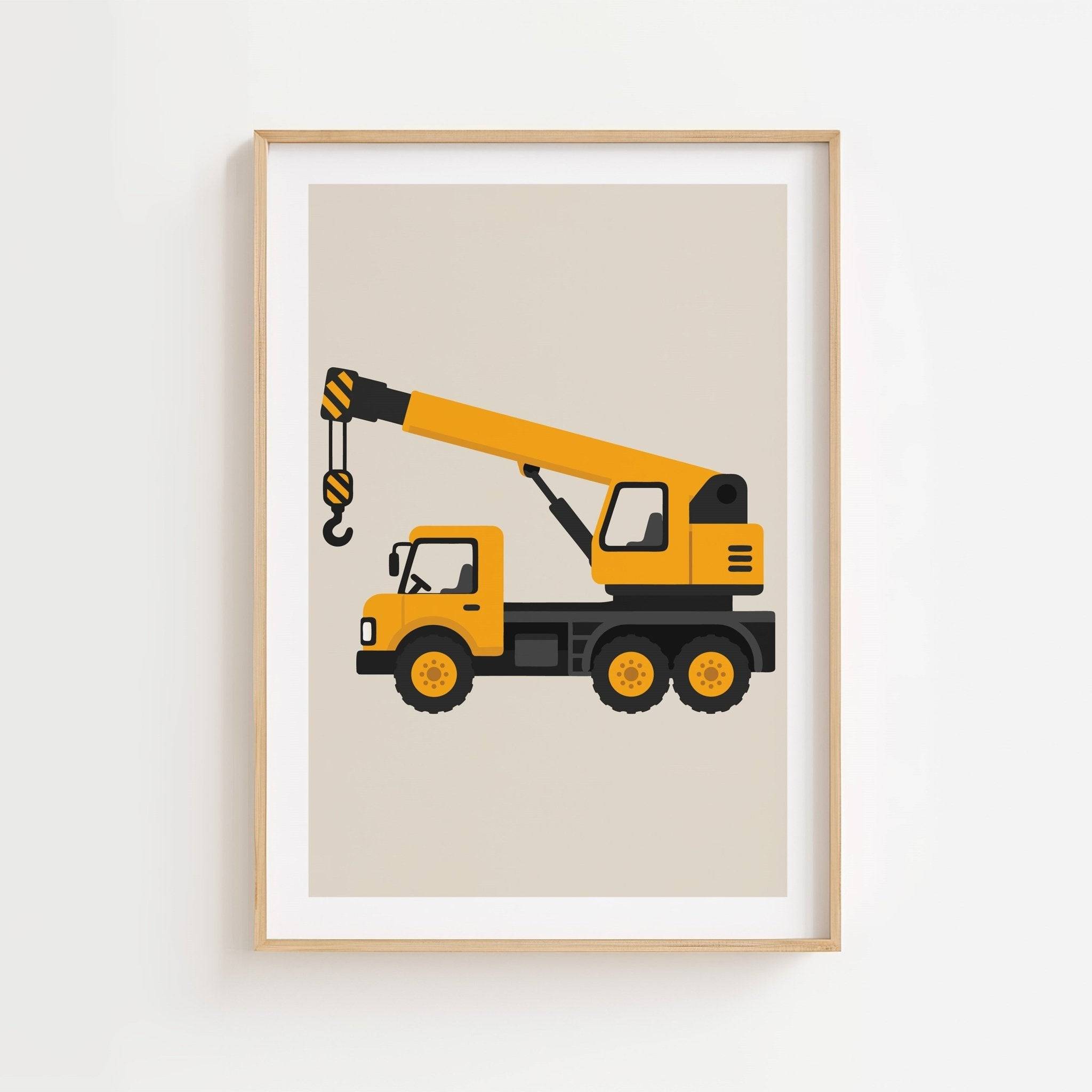 Kranbil poster-70x100 cm / 28x40″ / Med ram / Svart