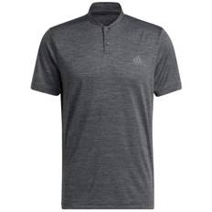 Adidas Textured Stripe Polo Shirt - Black/Grey Five