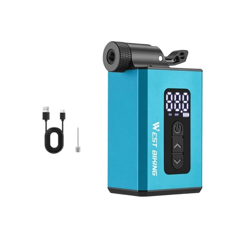 WEST BIKING Electric Automatic Air Pump Portable Digital Inflator 120PSI 1000mAh Universal US French UK Clik Valve