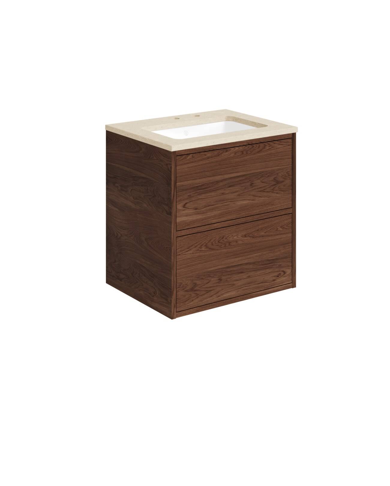 Gustavsberg Ducentic GB71DCVUD60AWCC12 Kommodpaket 60 cm, brun ek/beige sten, för 1 dubbelhålsblandare Brun ek/Beige sten