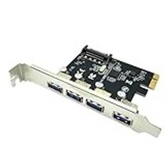 Boddceto 4 Port USB 3.0 PCI-E Expansionskort PCI Express PCIe USB 3.0 Hub Adapter 5 Gbps Riser Controller Extender med SATA-Ström