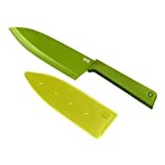 KUHN RIKON COLORI+ Santoku-kniv stor, rak blad med bladskydd, non-stick beläggning, rostfritt stål, 27,5 cm, grön