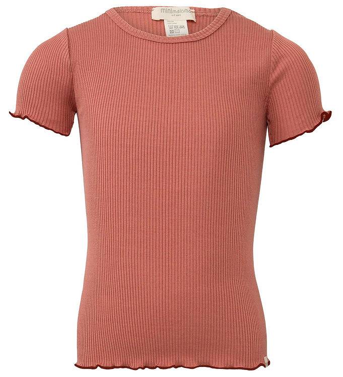 Minimalisma T-shirt - Rib - Silke/Bomull - Blomma - Antikröd/ - Minimalisma - 4-5 år (104-110) - T-shirt