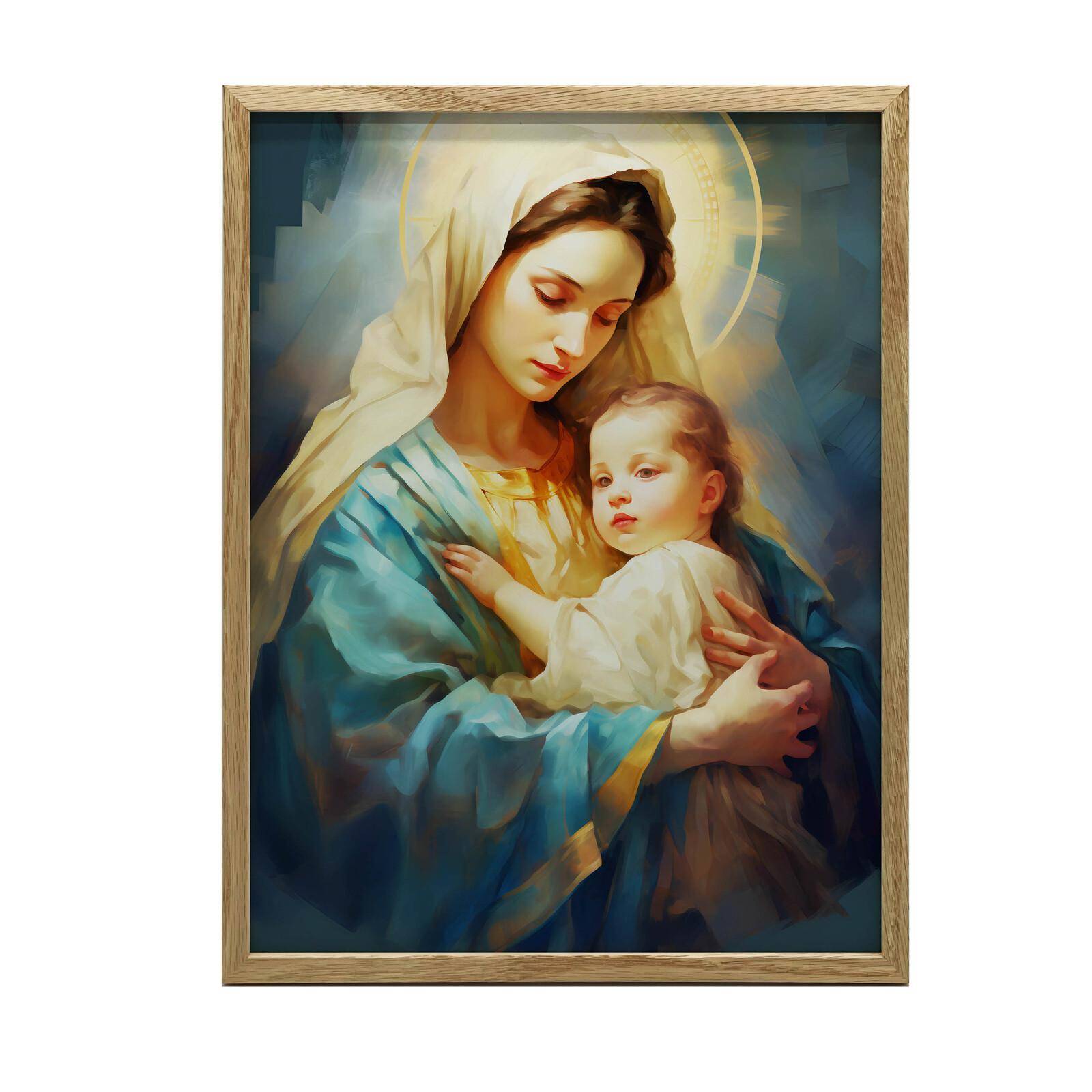 Moderlig omsorg - Maria med Jesus Moderlig omsorg - Maria med Jesus, 30X40 cm, Utan ram, Premiumduk på kilram 36