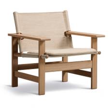 Fredericia Furniture - The Canvas Chair incl. Seat Cushion, Oak Light Oil, Natural Canvas - Lænestole - Børge Mogensen - Beige - Træ/Tekstilmateriale