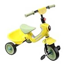 Gulgrön Toddler Trike Musikbelysning Justerbar Ridleksak Anti Rollover Pedal Trehjuling för Inomhus Utomhus