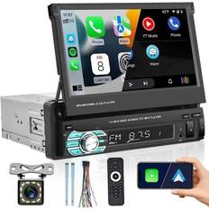 Carplay bluetooth bilradio 1 Din GPS 7'' Udtrækkelig berøringsskærm FM Radio Håndfri AUX-USB-TF Spejllink+Fjernbetjening+Kamera
