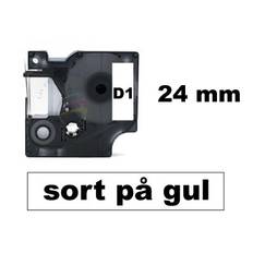 Dymo D1 53713 24mm x 7m Sort på Hvid label (kompatibel)