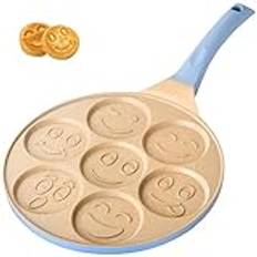 Erreke pannkakspanna, non-stick crepespanna, alla typer av spis- och induktionshällar, kul design för barn och matlagning, soft touch-handtag, 26 cm, Blå