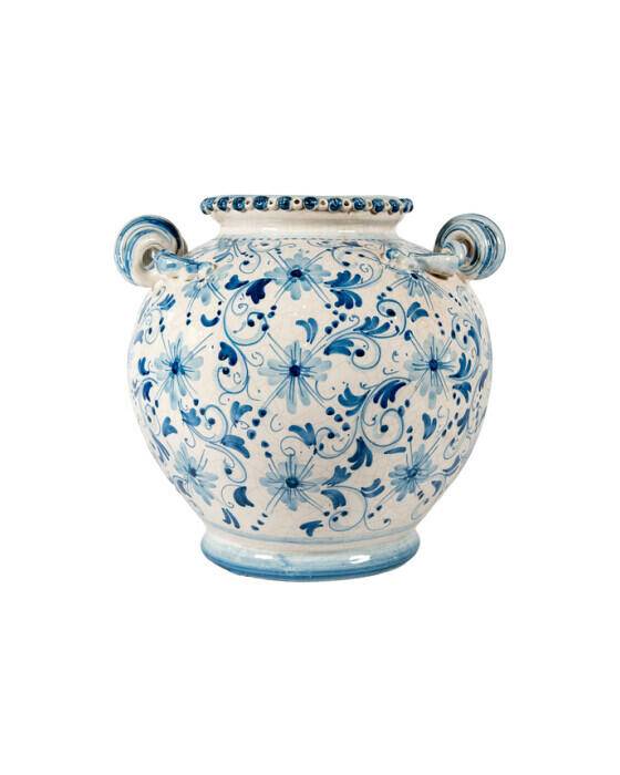 Newport Mondello urna blå/vit - Vit / Blå (Ø: 35 cm H: 40)