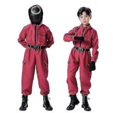 Barn Squid Game Kostume Cosplay Jumpsuit + Squid Game Maske Halloween Outfit Presenter 150