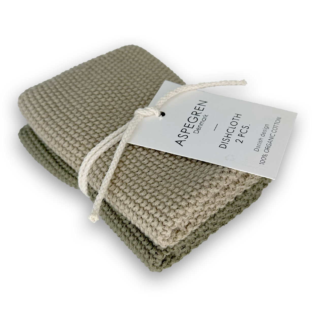 Knitted Dishcloths – Solid – Olive - 25x25 cm / Set of two