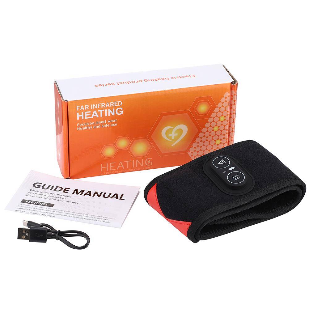 3 Nivåer Vibration Handmassagebälte Rött Ljus Terapi Handledsskydd LED Infraröd Värmedyna Knä Nacke Hand Värmare Wrap svart
