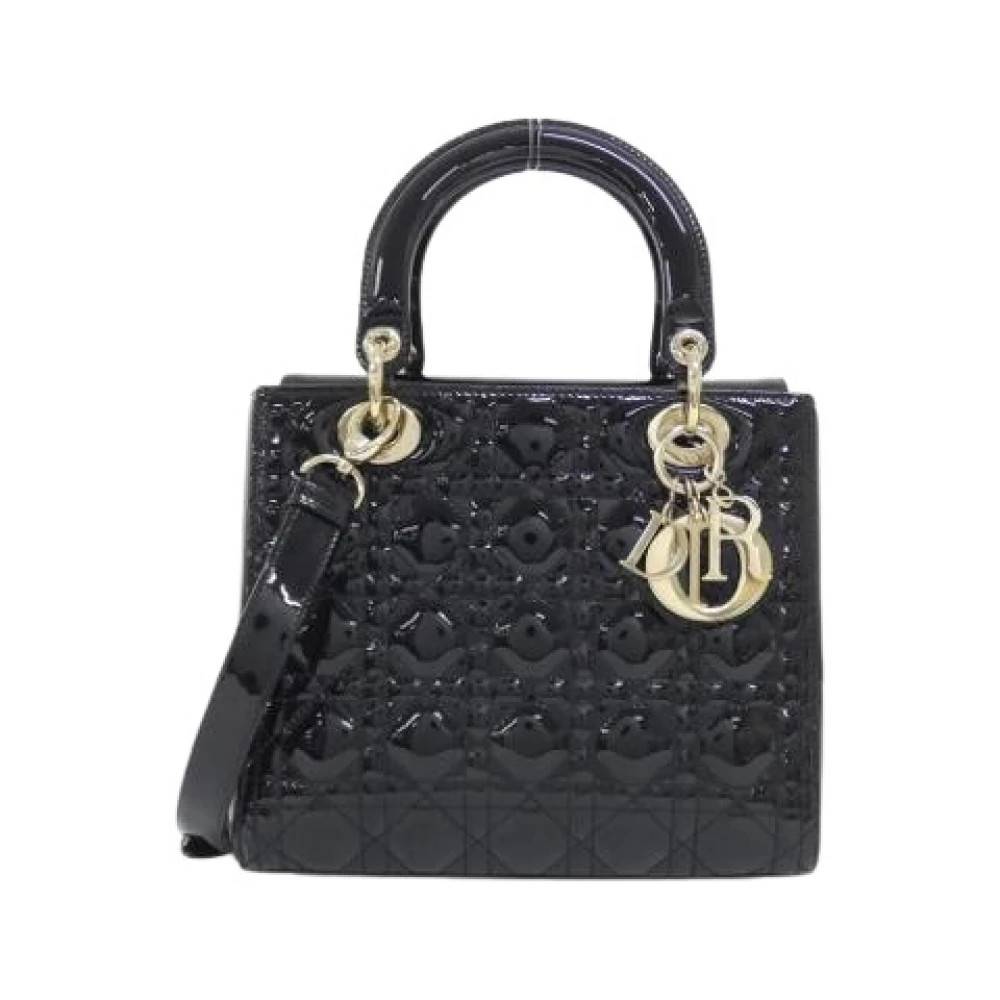 Dior Vintage Pre-owned Enamel Leather Handbag - Vintage - Dame - Sort - ONE SIZE - Læder