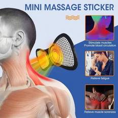 Elektrisk EMS Nack Massager Mini Cervical Back Patch Stimulator Massageador Matta Portable Gel Pad Stickers Slim - Svart (En-Storlek,3 pack,5 pack)