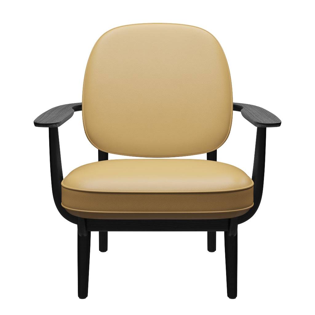Fred Lænestol, sortfarvet ask fra Fritz Hansen Aura læder - Beige - Jacobsen Plus