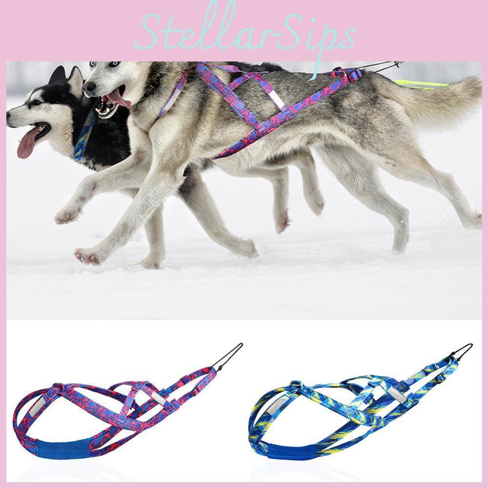 Hund utomhus snösläde sele med justerbar nylon för Husky och Labrador träning rosa röd färg