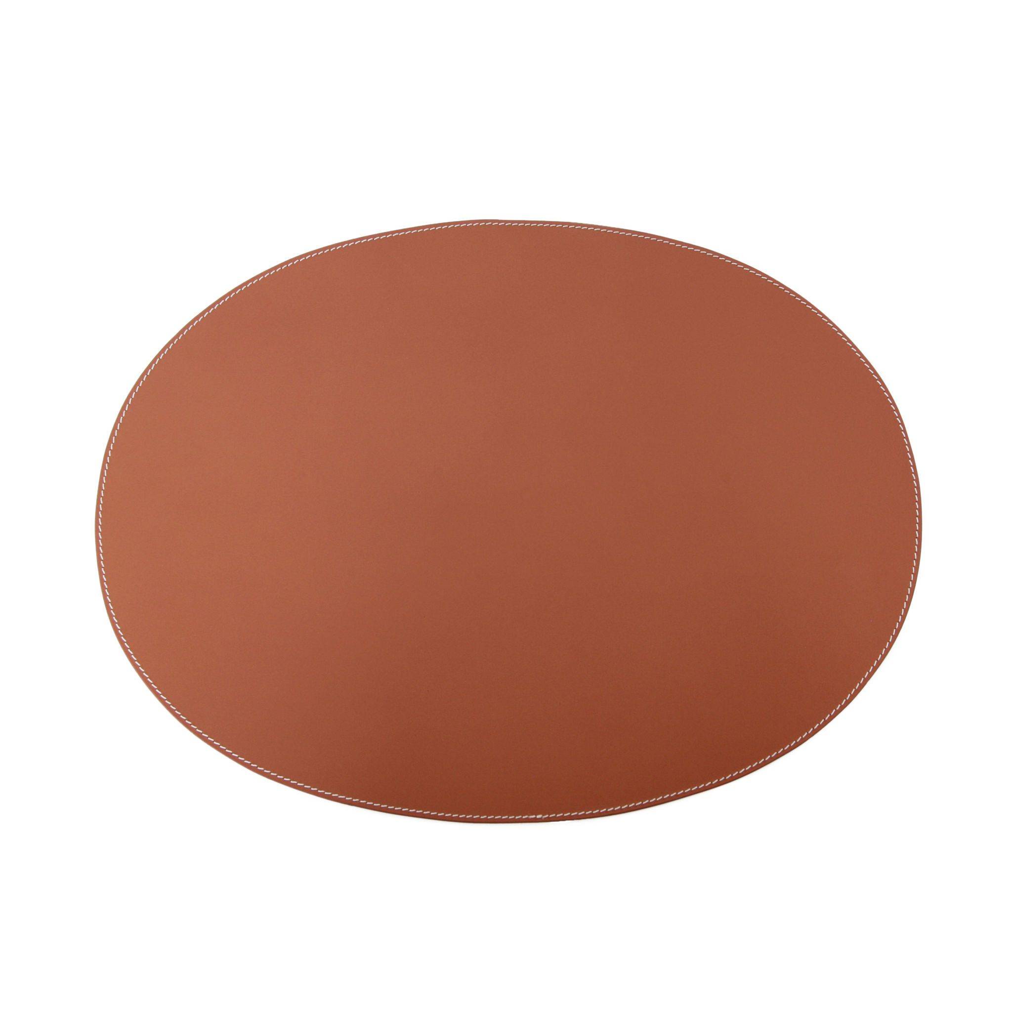 Oval Dækkeserviet Læder Cognac - Ørskov.