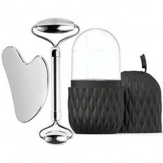 1/2/3 st/set Ice Face Roller Ansiktshudvård Ice Roller Set med förvaringsväska, Ansiktsrulle i rostfritt stål Gua Sha Face Tool Set, Återanvändbar sil - Multifärgad