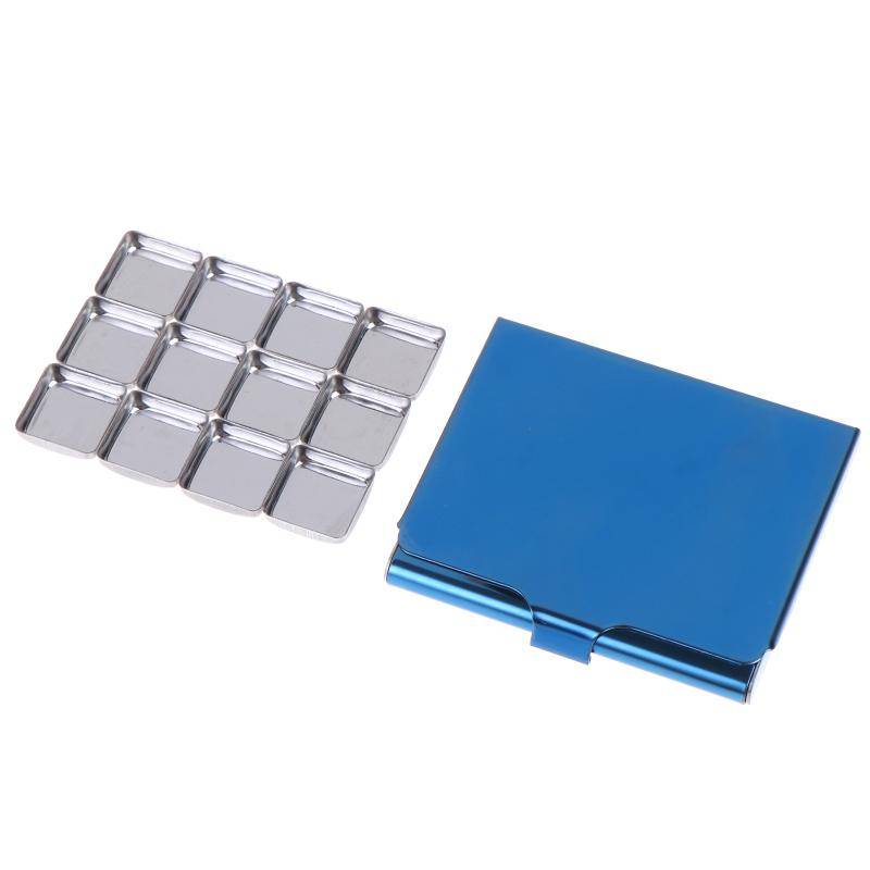 Mini Bärbar Magnetisk Akvarellbox 12 Fack 0,5 ml Pigmentpalett för Utomhus Plein Air Målning