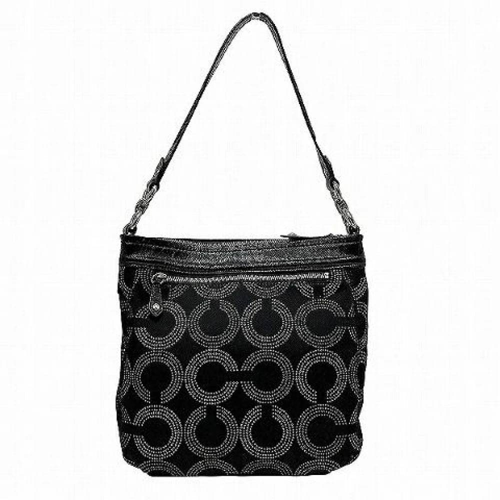 Coach Pre-owned Pre-owned Ashley Dotted Op Art Hippie Signature PVC 2way taske - Vintage - Dame - Sort - ONE SIZE - Uld