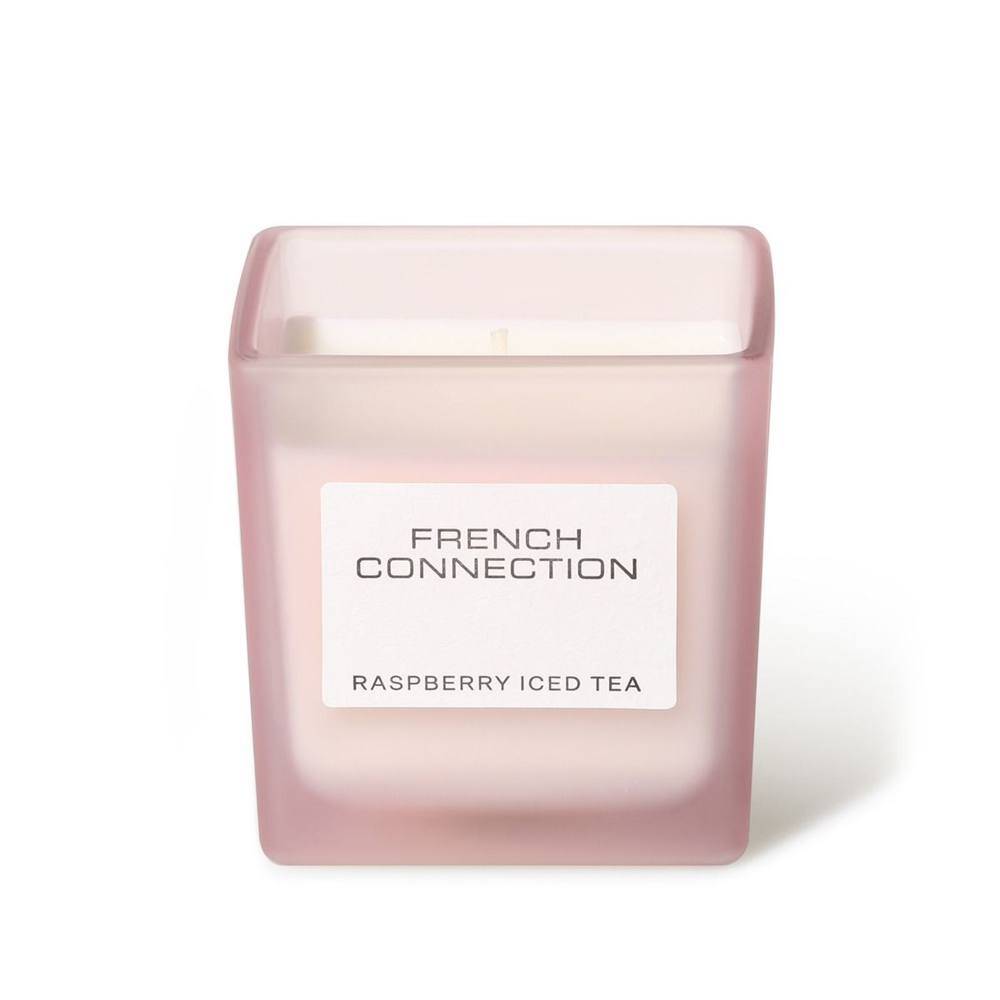 French Connection Square Glass Candle Raspberry Iced Tea 220g Single Wick Scented Candle in Pink - One Size