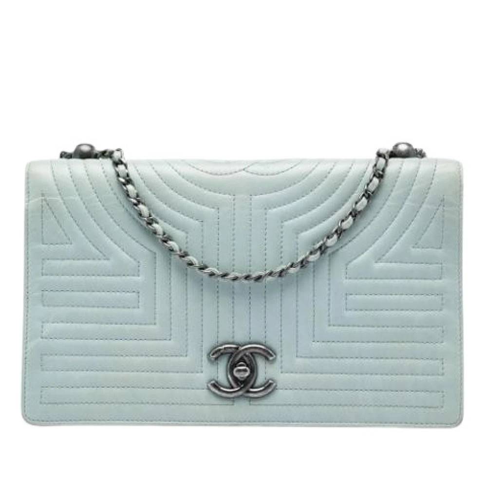 Chanel Vintage Pre-owned Flap Bag - Vintage - Dame - Blå - ONE SIZE - Uld