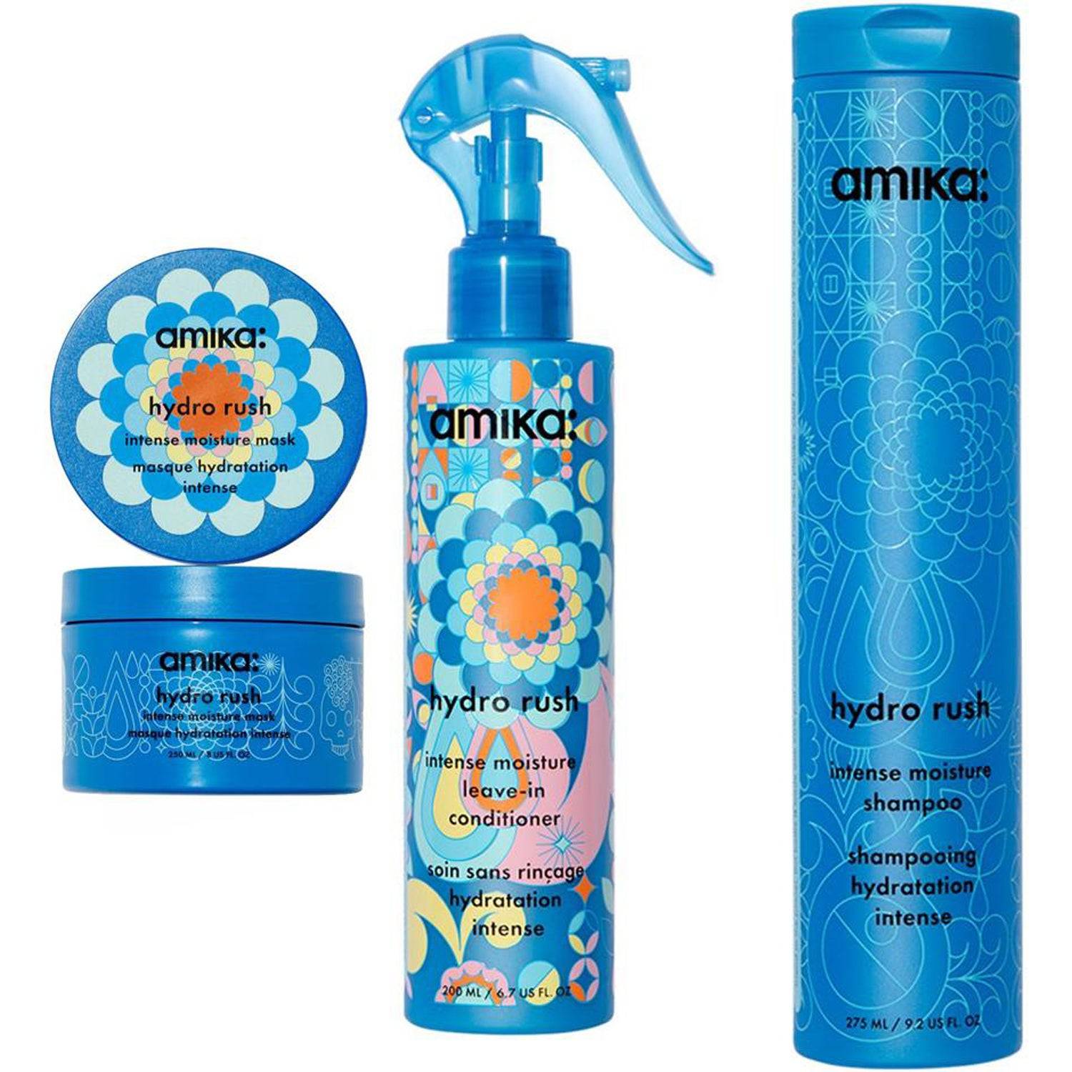 Amika Hydro Rush Trio Shampoo, Conditioner & Mask