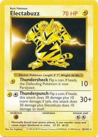 Electabuzz - 20/102 - Shadowless - Let Brugt (LP).