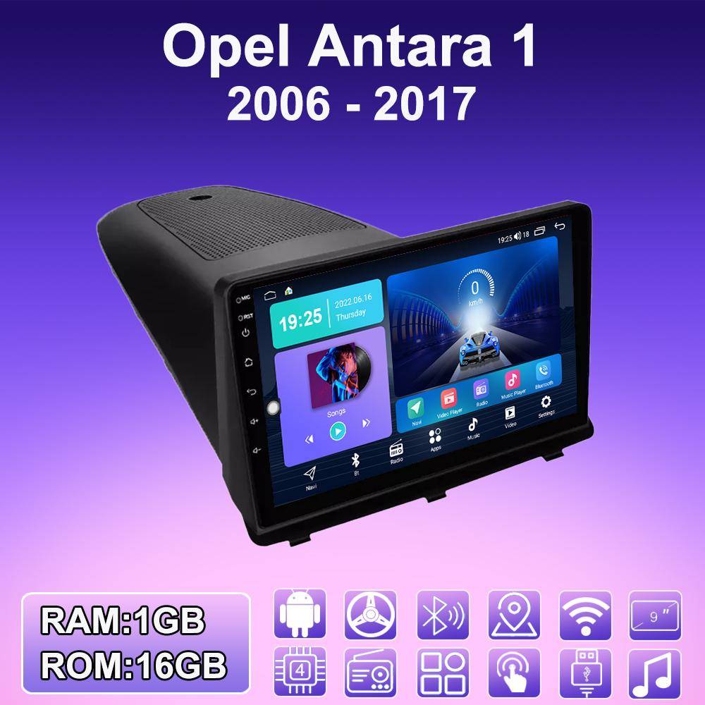 2 DIN Android Bilradio För Opel Antara 1 2006 - 2017 Multimedia Spelare Huvudenhet Stereo GPS-navigering WIFI 1+16GB