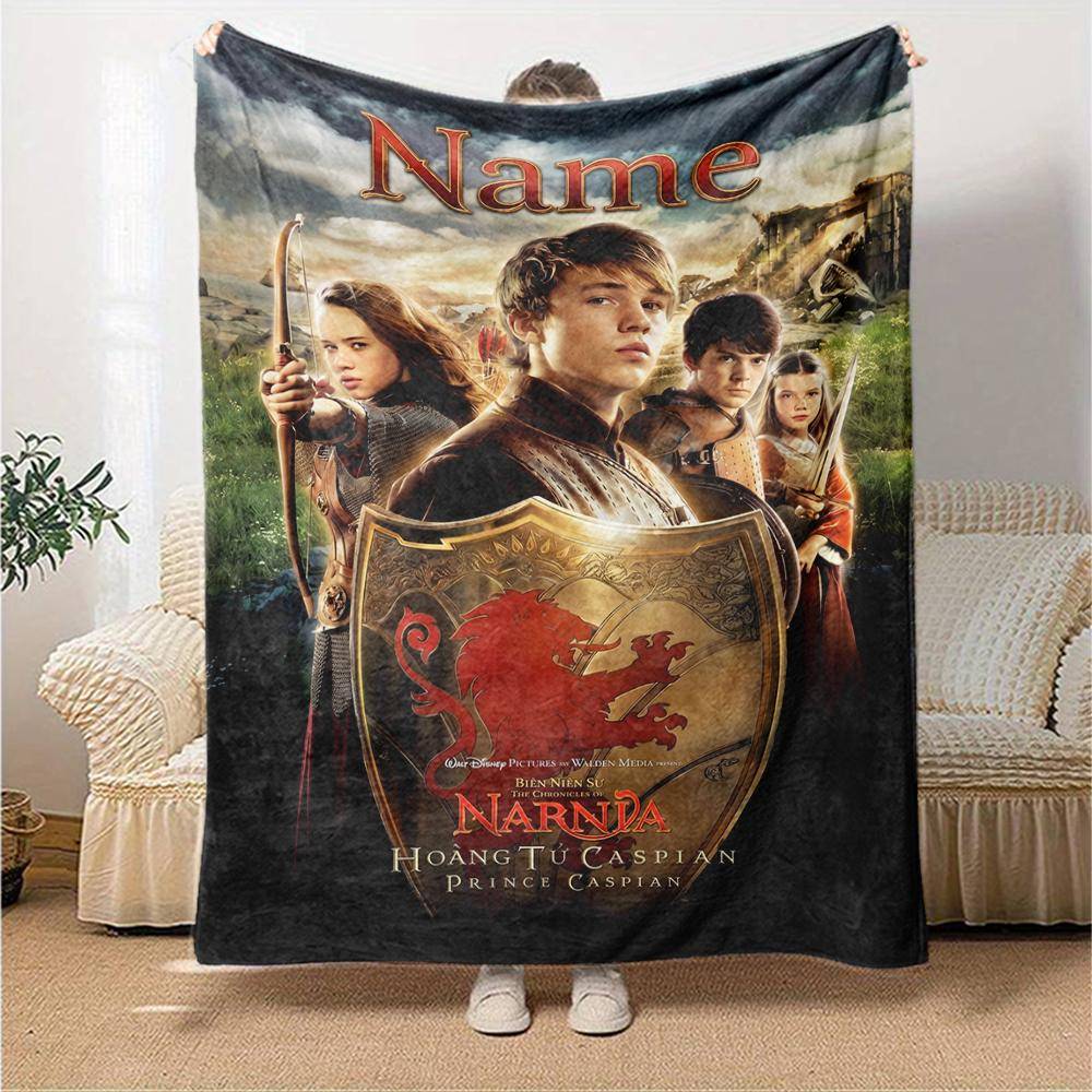 Personlig Namn Krönikan om Narnia Tema Tryckt Filt Perfekt för Soffa Säng Resa Utomhusbruk Maskintvättbar Mysig Hållbar