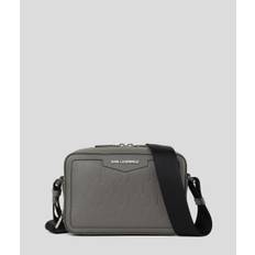 Karl Lagerfeld, K/loom Leather Camera Bag, Man, Grey, Size: One size