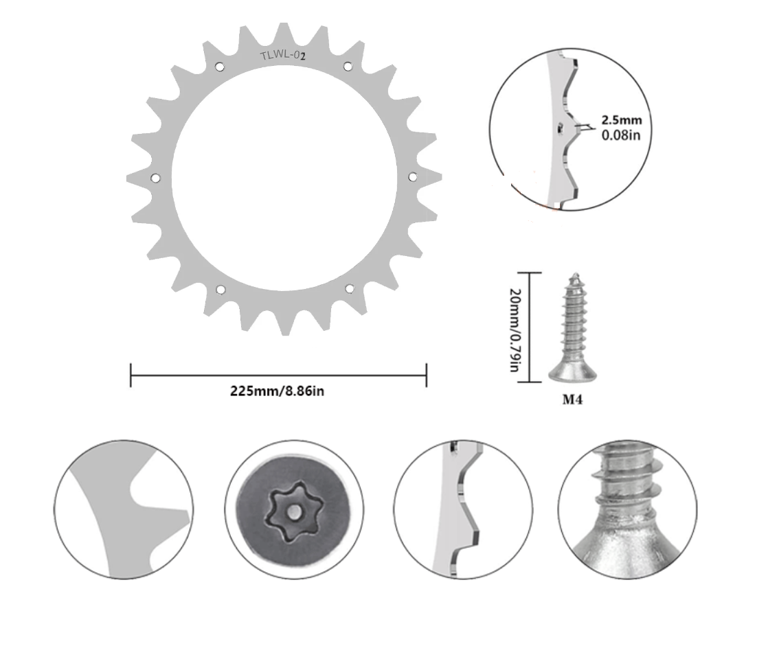 Robotic Lawn Mower Spikes Traction Enhancer Worx Landroid S&M&L 225/205mm Model TLWL-02/01 Robot Mower Traction Wheel Spikes