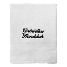 Handduk med namn - vit - kursiv text, 50x70 cm LITEN HANDDUK