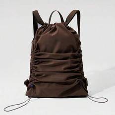 22L Glow Everywhere Waterproof Reflective Drawstring Multi Compartment Sport Backpack Gym Studio Beach Pool Holiday Vacation Getaway Daily Casual Wear - Brown