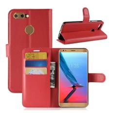 ZTE Blade V9 litchi skin leather flip case - Red